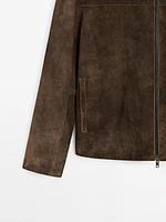 Blouson en cuir caprin finition daim