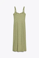 LINEN BLEND POLKA DOT MIDI DRESS