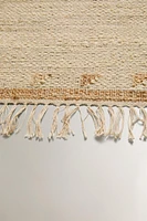 JUTE AND COTTON AREA RUG WITH FRINGING