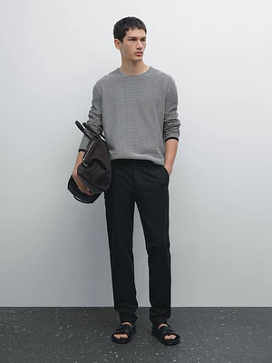 Pantalon slim décontracté en coton mélangé