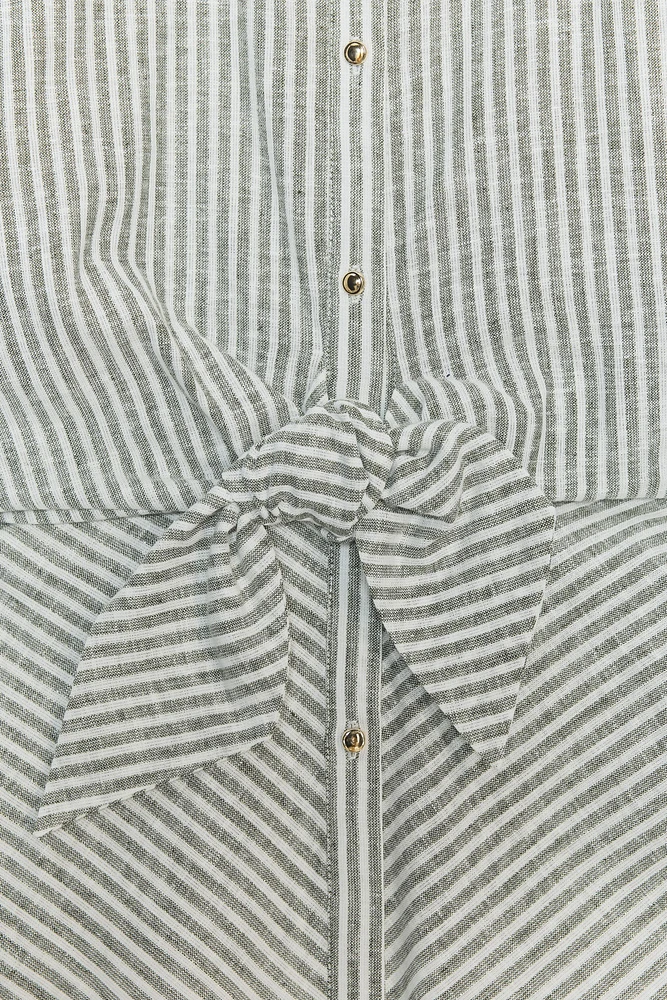 CHEMISE À RAYURES NŒUD AVEC LIN