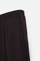 PANTALON EN COTON ET LIN À PLIS