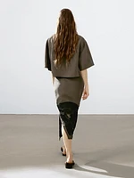 Midi skirt with contrasting trims