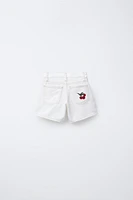 SHORT EN DENIM BRODÉ DE CERISES