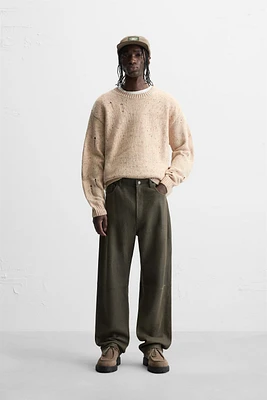 HEATHERED RIPPED EFFECT SWEATER