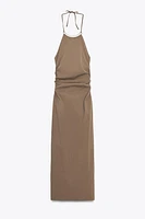 HALTER MIDI DRESS WITH TRIM
