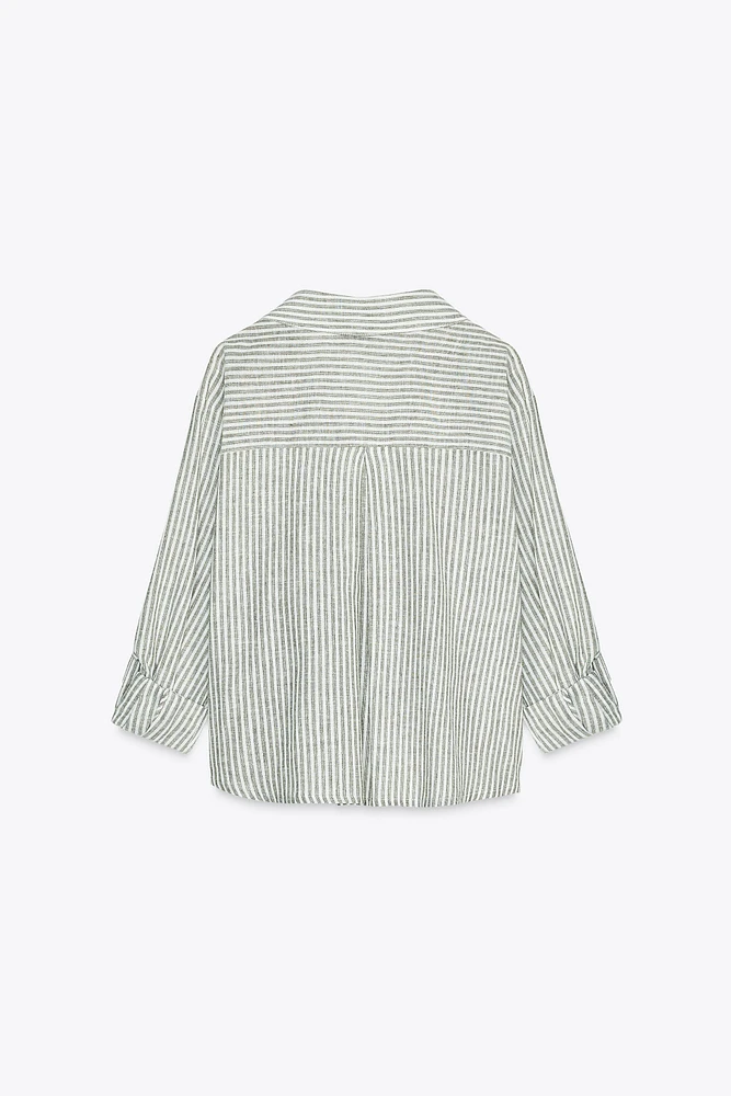 KNOTTED LINEN BLEND SHIRT