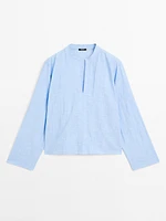 Blouse lin coutures apparentes