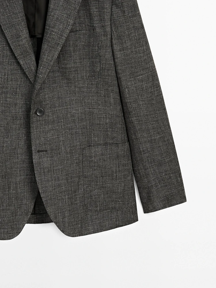 Blazer en lin et coton mélangés