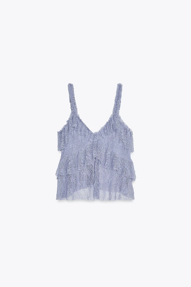 LACE RUFFLE TOP