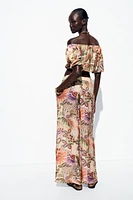 PRINTED BELTED PANTS