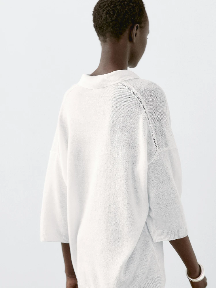 Pull en maille oversize à col polo