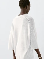 Pull en maille oversize à col polo