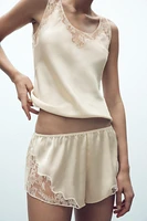 LACE TRIM PAJAMA SHORTS