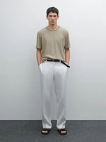 Striped linen and cotton T-shirt