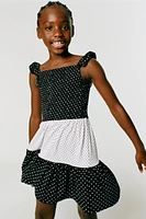 POLKA DOT PLEATED DRESS