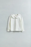 CONTRASTING PETER PAN COLLAR FLORAL TOP