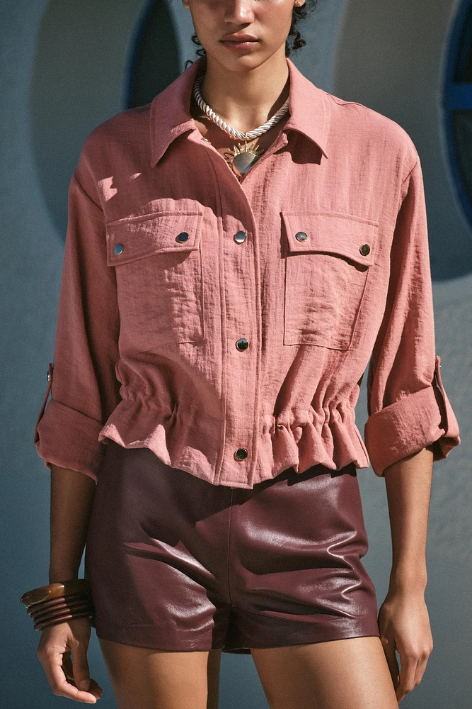 BELTED SLEEVE CROPPED JACKET
