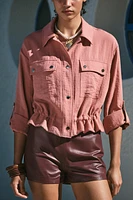 BELTED SLEEVE CROPPED JACKET