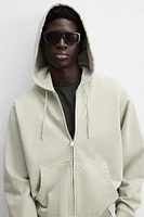 WASHED HOODED ZIP SWEATSHIRT