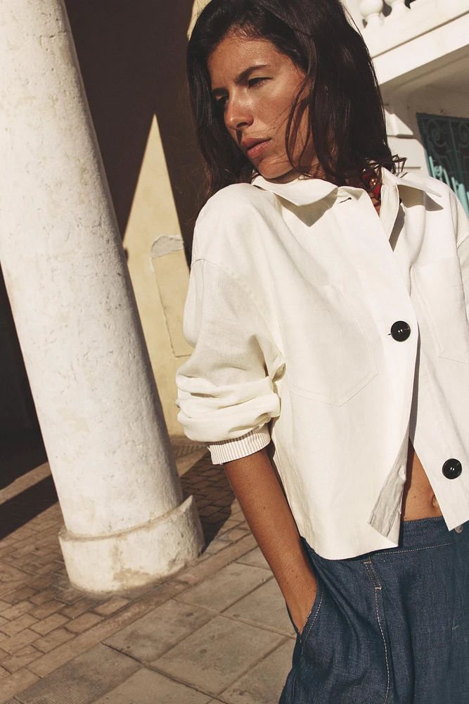 LINEN BLEND SHORT JACKET