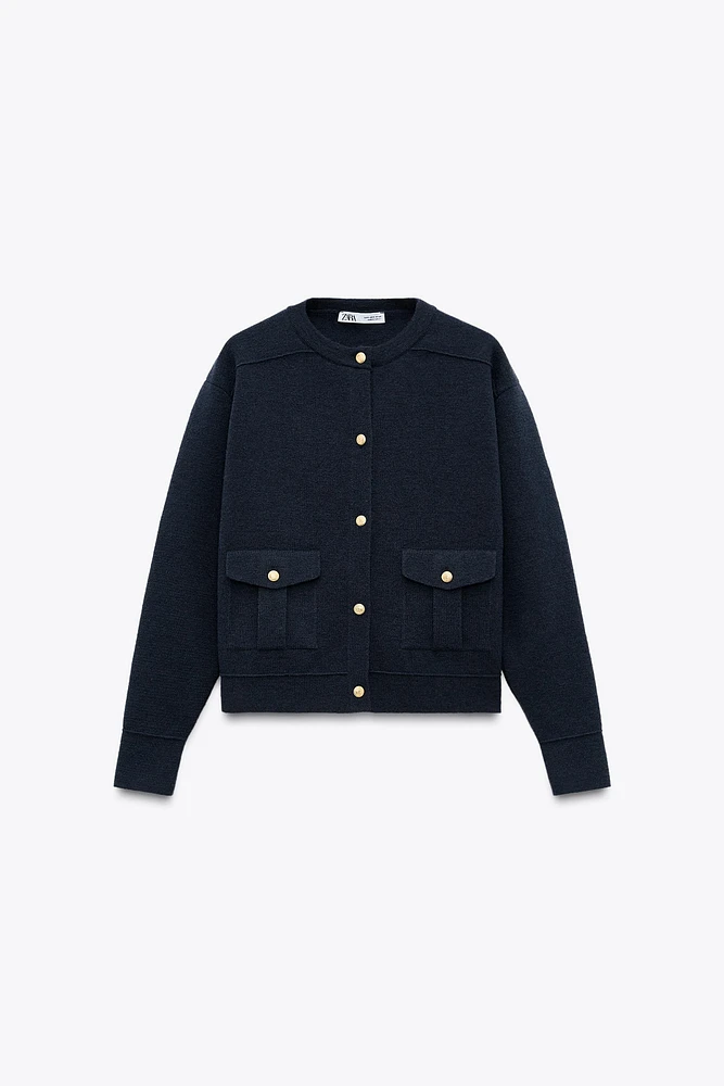 KNIT CARDIGAN WITH GOLDEN BUTTONS