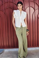 LACE INSERT RUFFLE BLOUSE