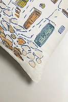 EMBROIDERED HOUSES THROW PILLOW COVER
