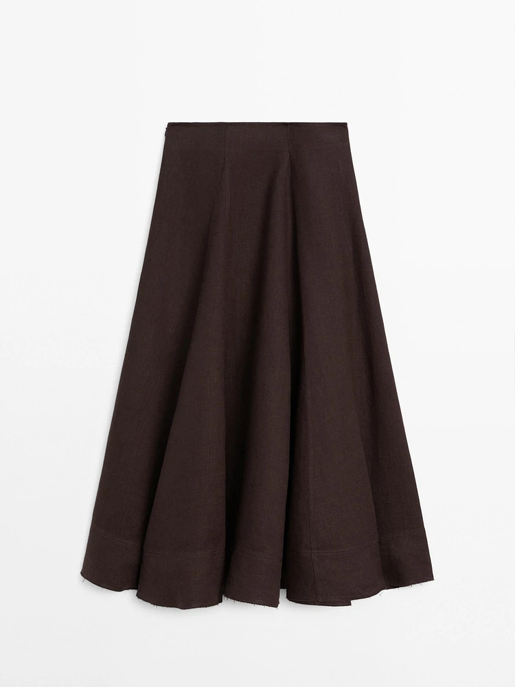 Flared linen skirt with hem detail