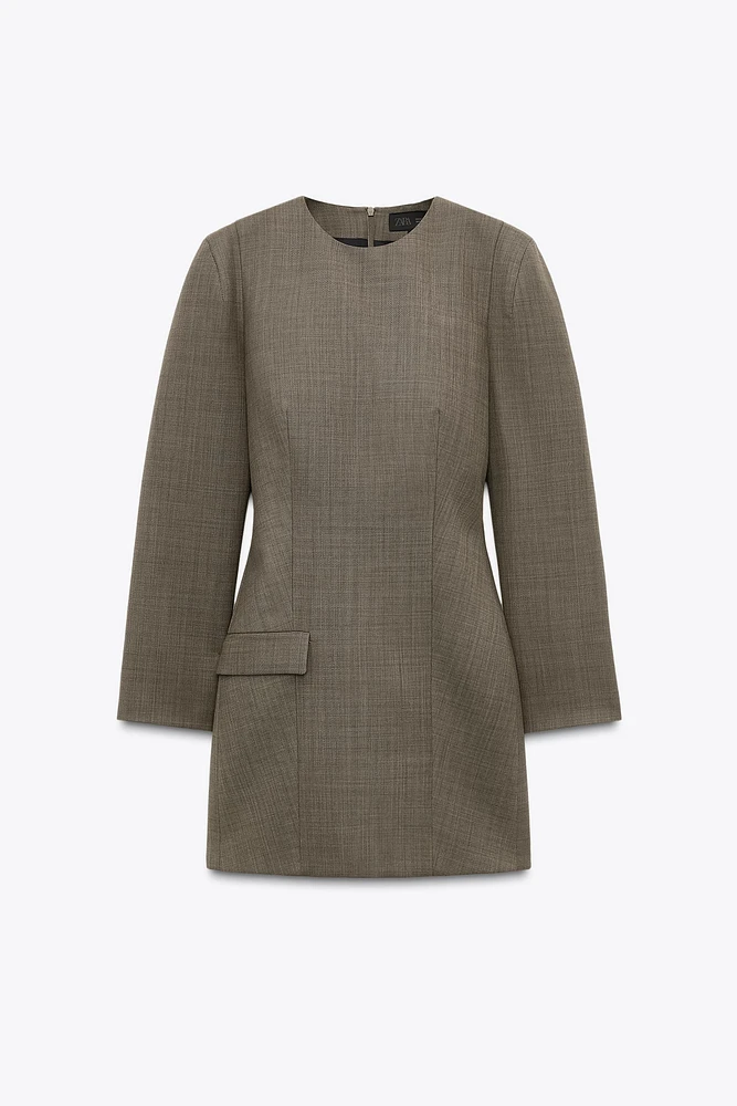 ZW COLLECTION WOOL SHOULDER PAD DRESS