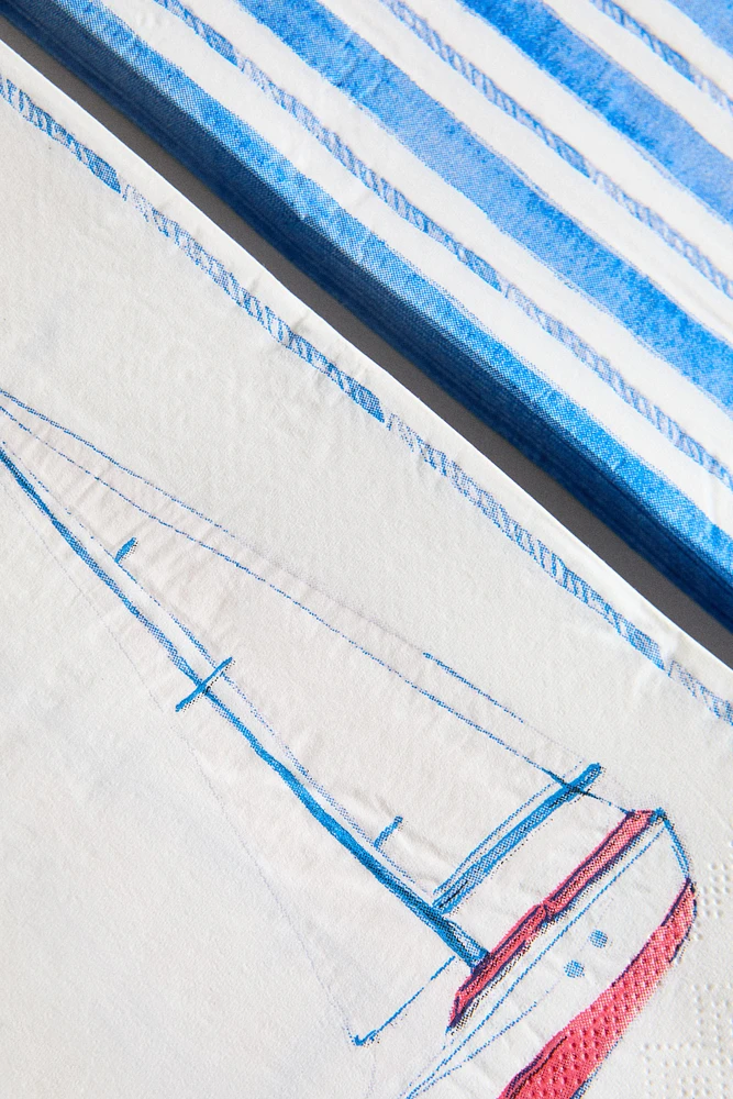 LOT SERVIETTES DE TABLE PAPIER BATEAU (30 UNITÉS)