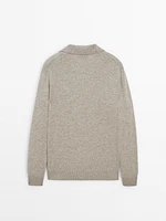 100% wool knit polo sweater