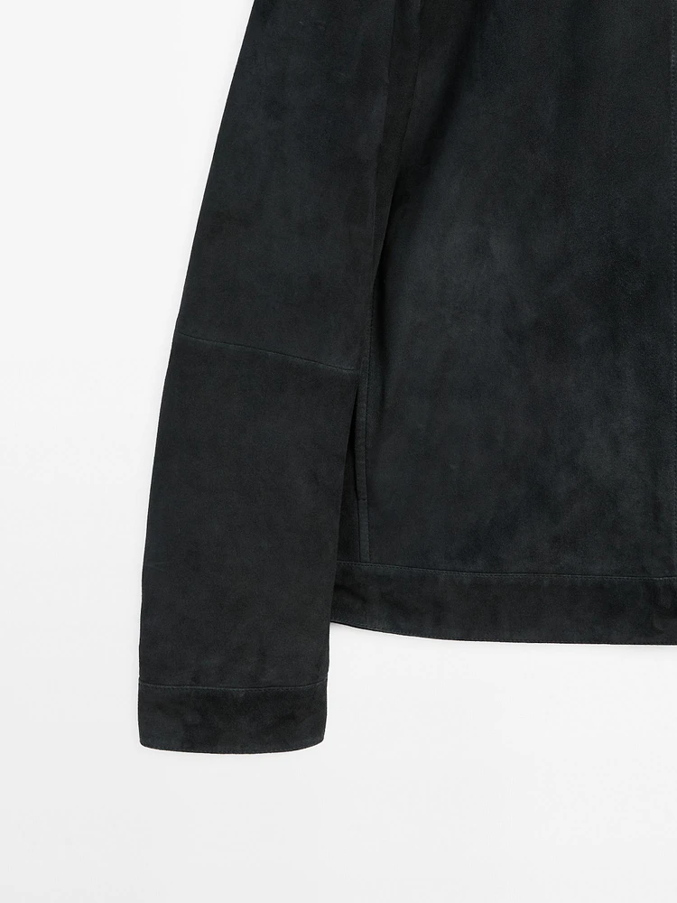 Blouson en cuir effet daim