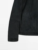 Blouson en cuir effet daim