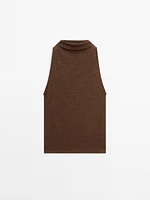Top à encolure américaine effet métallisé