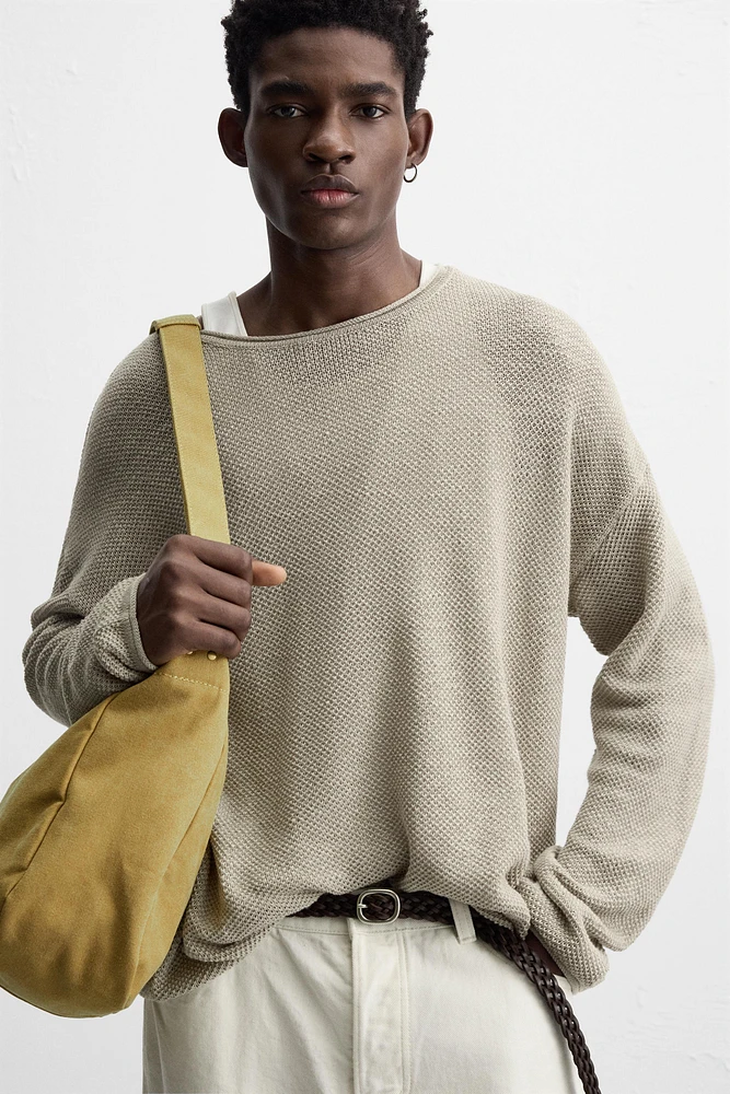 RELAXED FIT TEXTURED SWEATER