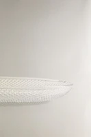 OVAL GLASS SERVING DISH WITH A RAISED DESIGN