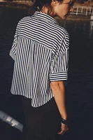 LINEN BLEND CROPPED SHIRT