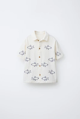 FISH EMBROIDERED SHIRT