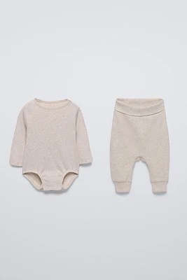 PLAIN BODYSUIT AND LEGGINGS SET
