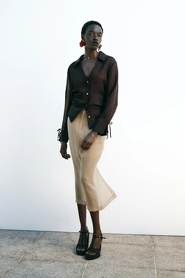 SEMI-SHEER MIDI SKIRT