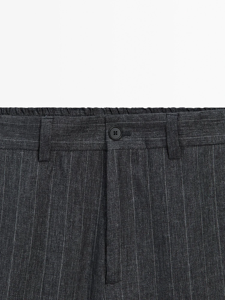 Faded 100% linen striped trousers