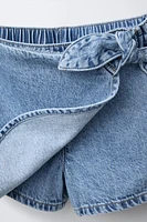 HIGH WAIST DENIM TIE SKORT