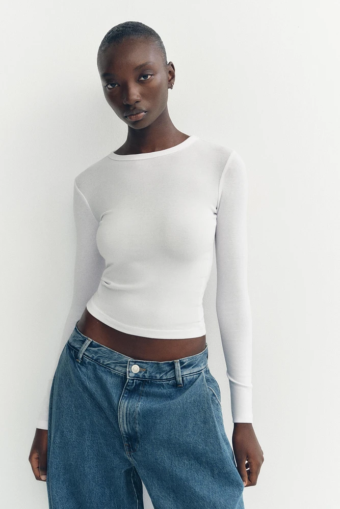 T-SHIRT COTON MODAL MANCHES LONGUES