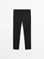 Slim-fit lightweight textured weave denim trousers
