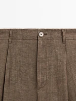 100% linen wide-leg trousers