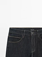 High-waist straight-leg jeans with seam details