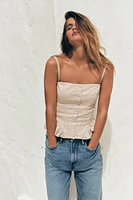 RUFFLED PLAID TOP