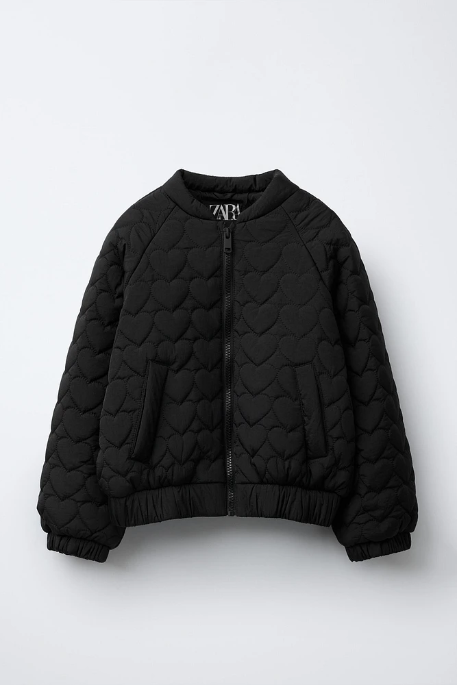 QUILTED HEART BOMBER JACKET