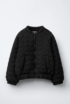 QUILTED HEART BOMBER JACKET